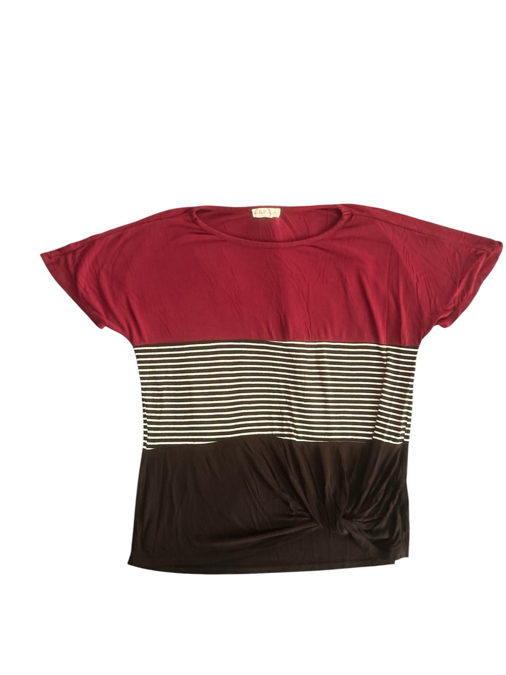 Maurices Colorblock Stripe Short Sleeve Top - Red/Black